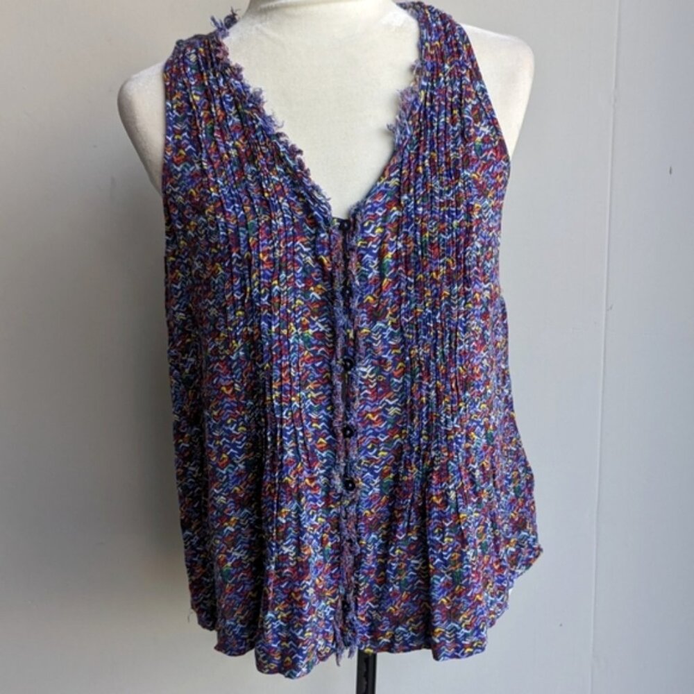 Anthropologie Maeve abstract print rainbow sleeveless blouse
